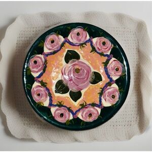 Lesal Ceramics Lisa Lindberg Nortwick Beautiful Rose Plate Bowl 8”